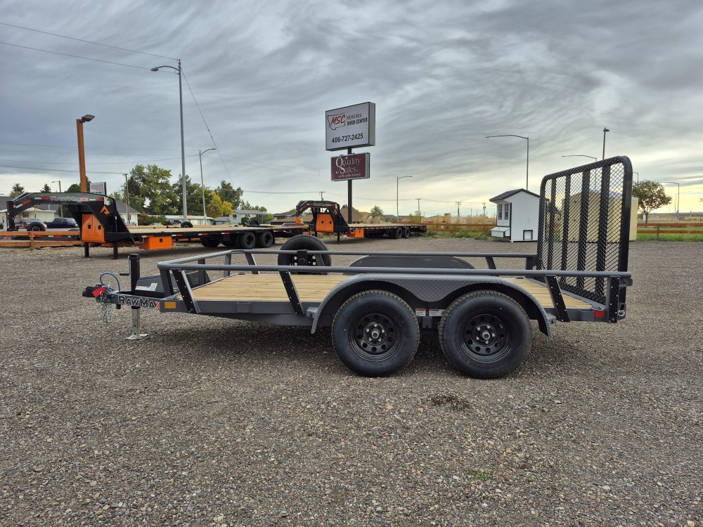 RawMaxx 83"X12' 7K Tube top utility trailer,4' flip mesh ramp, LED lights