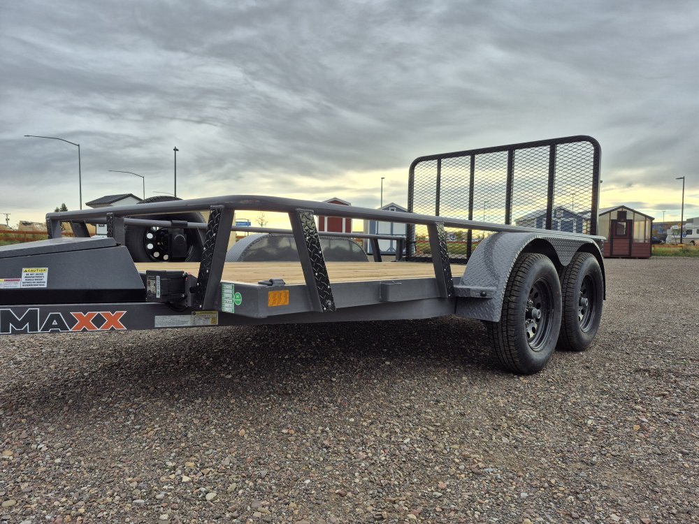 RawMaxx 83"X12' 7K Tube top utility trailer,4' flip mesh ramp, LED lights
