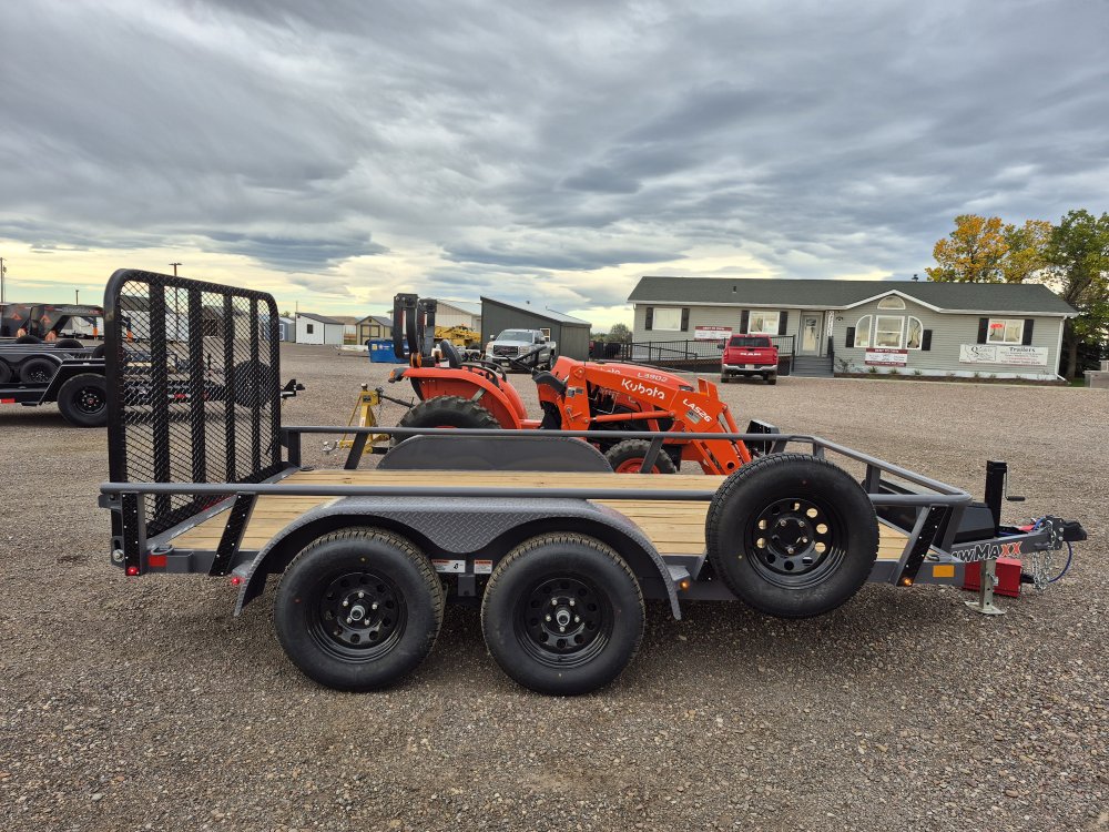 RawMaxx 83"X12' 7K Tube top utility trailer,4' flip mesh ramp, LED lights