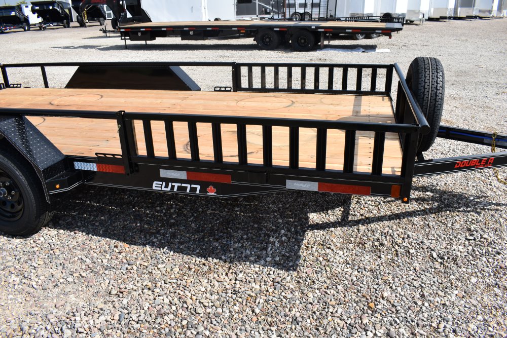 Double A 7X16-7K tandem axle utility trailer, 4' Ramp gate, spare tire & mount