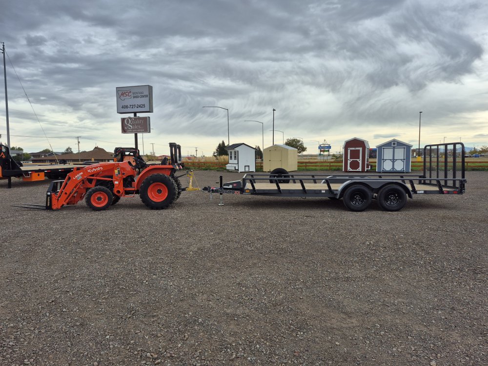 RawMaxx 83"X18' 7K Tube top utility trailer,4' flip mesh ramp, LED lights