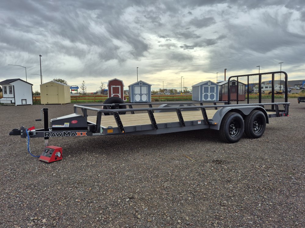 RawMaxx 83"X18' 7K Tube top utility trailer,4' flip mesh ramp, LED lights