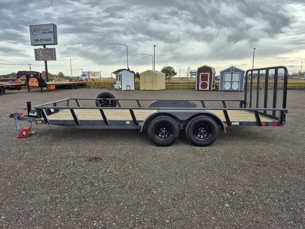 RawMaxx 83"X18' 7K Tube top utility trailer,4' flip mesh ramp, LED lights