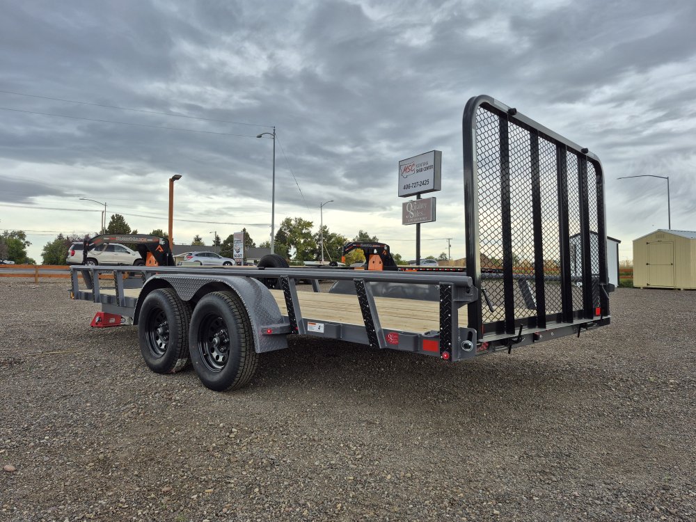 RawMaxx 83"X18' 7K Tube top utility trailer,4' flip mesh ramp, LED lights