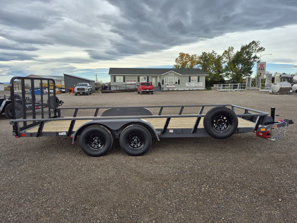 RawMaxx 83"X18' 7K Tube top utility trailer,4' flip mesh ramp, LED lights