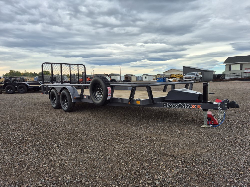 RawMaxx 83"X18' 7K Tube top utility trailer,4' flip mesh ramp, LED lights