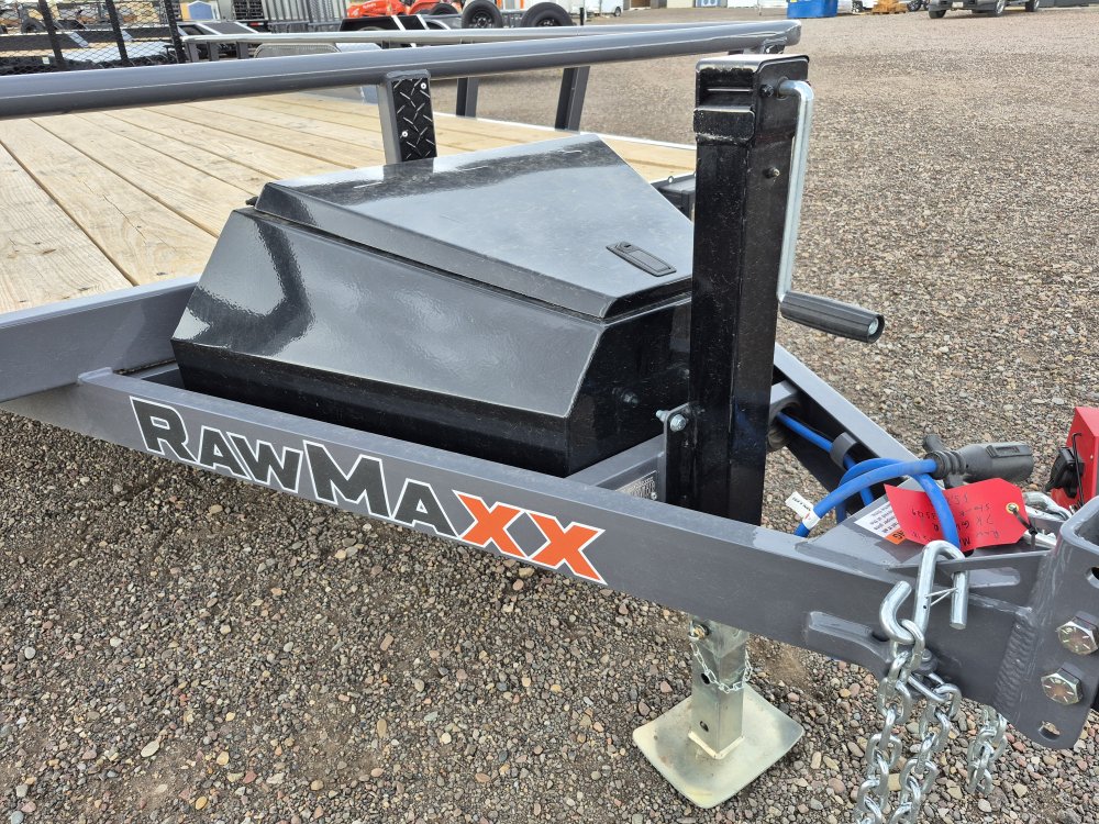 RawMaxx 83"X18' 7K Tube top utility trailer,4' flip mesh ramp, LED lights
