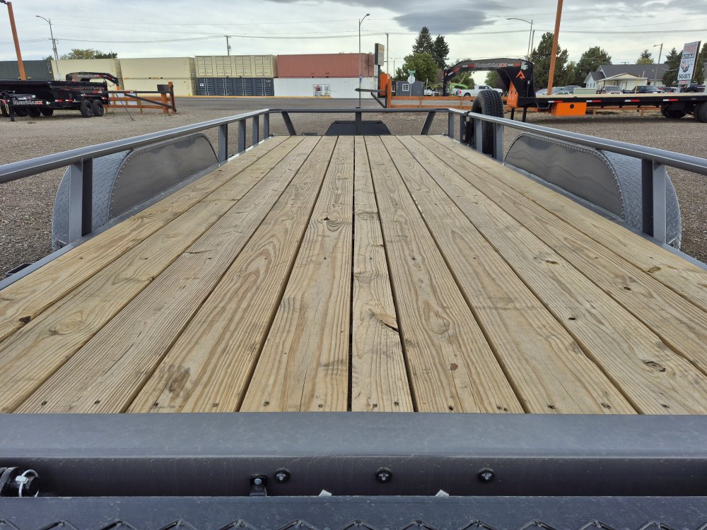RawMaxx 83"X18' 7K Tube top utility trailer,4' flip mesh ramp, LED lights