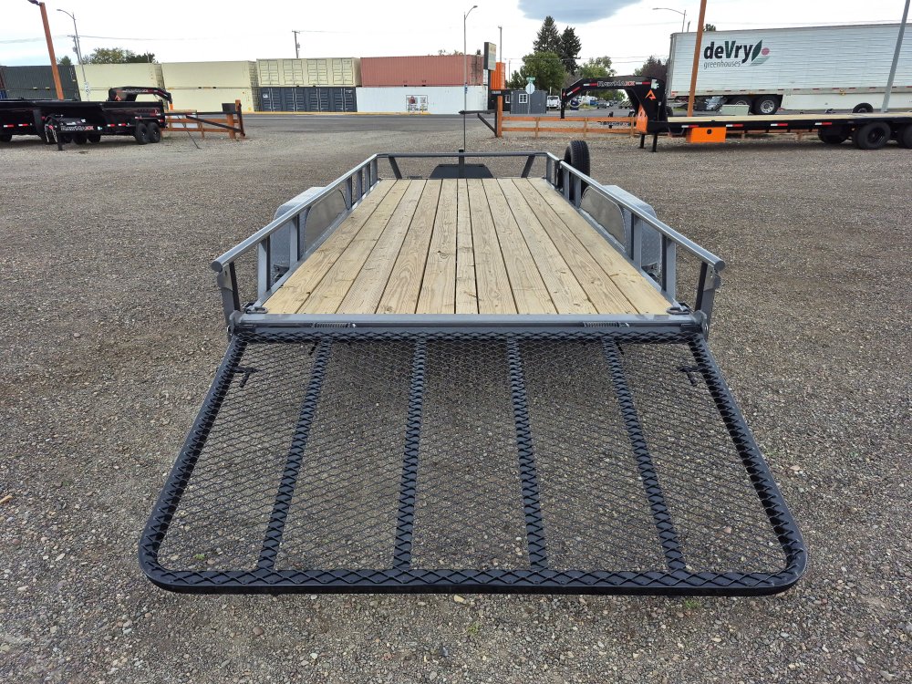 RawMaxx 83"X18' 7K Tube top utility trailer,4' flip mesh ramp, LED lights