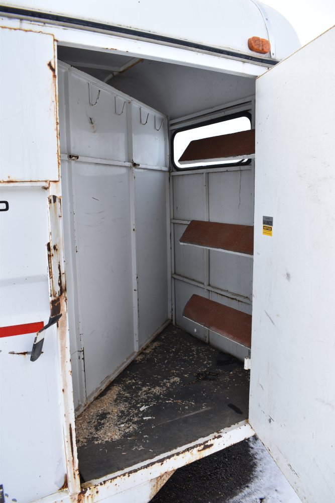 1991 Stock /Horse Trailer, small tack room, saddle rack, bridle hooks, spare tire