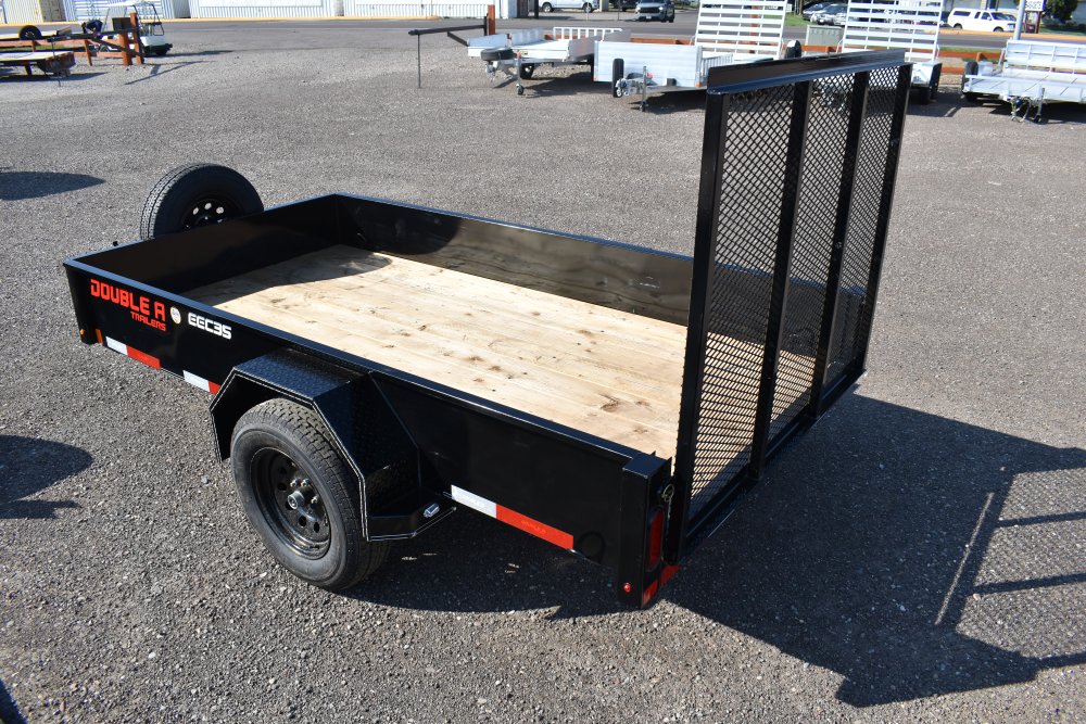 Double A 5X10-3K Single axle solid side utility trailer, 4' Ramp gate, spare tire & mount