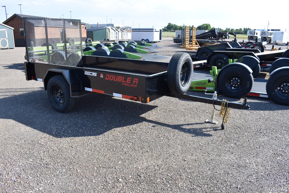 Double A 5X10-3K Single axle solid side utility trailer, 4' Ramp gate, spare tire & mount