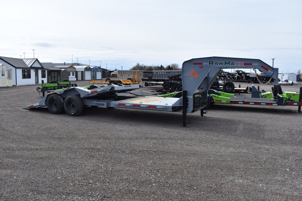 Rawmaxx 102X24 16K Gooseneck gravity tilt trailer, torsion axles, LED lights