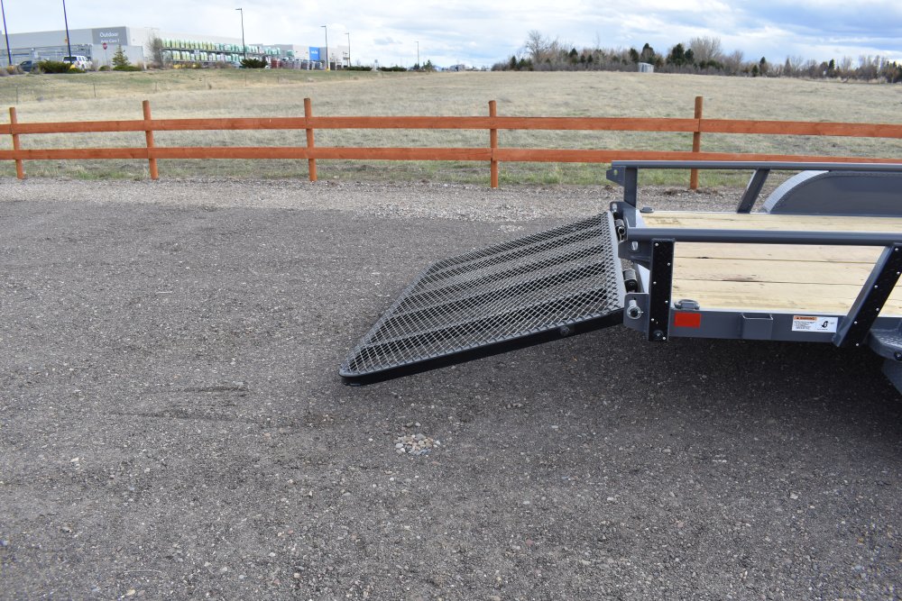 RawMaxx 77"X14' 7K Tube top utility trailer,4' flip mesh ramp, LED lights