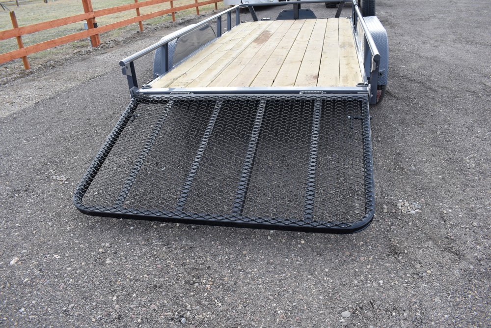 RawMaxx 77"X14' 7K Tube top utility trailer,4' flip mesh ramp, LED lights
