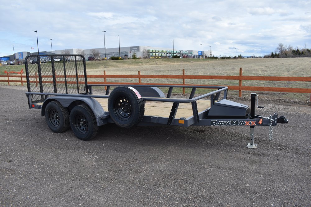 RawMaxx 77"X14' 7K Tube top utility trailer,4' flip mesh ramp, LED lights