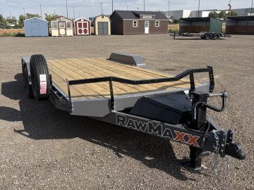 RawMaxx 83"X18' 7K Equipment/Car Hauler trailer, 5' Slide-out Channel Ramps, LED lights