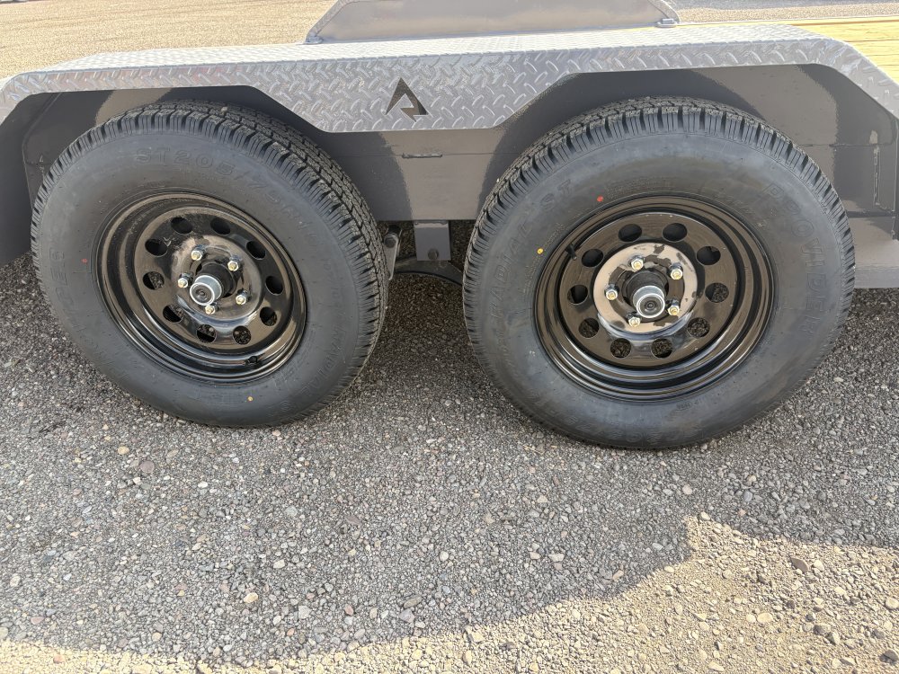 RawMaxx 83"X18' 7K Equipment/Car Hauler trailer, 5' Slide-out Channel Ramps, LED lights