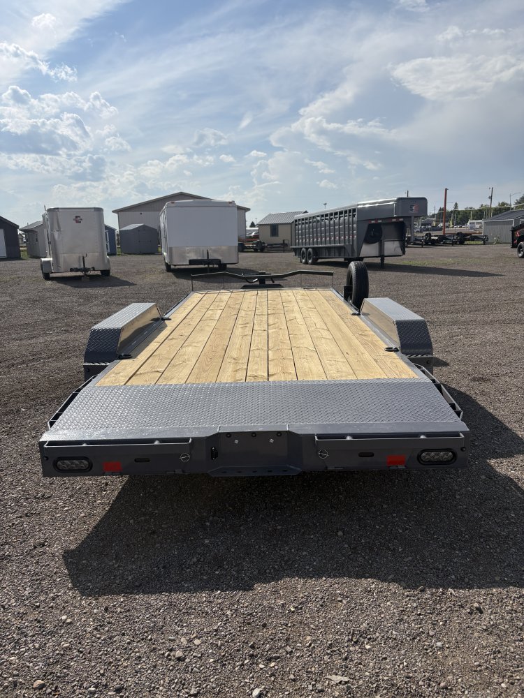 RawMaxx 83"X18' 7K Equipment/Car Hauler trailer, 5' Slide-out Channel Ramps, LED lights