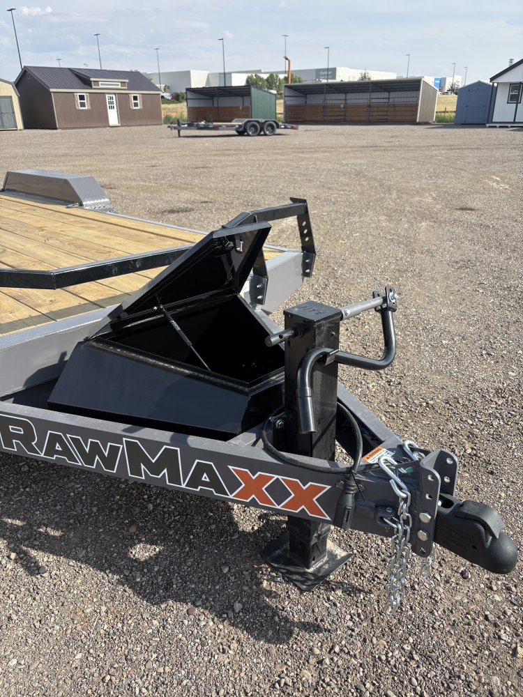 RawMaxx 83"X18' 7K Equipment/Car Hauler trailer, 5' Slide-out Channel Ramps, LED lights