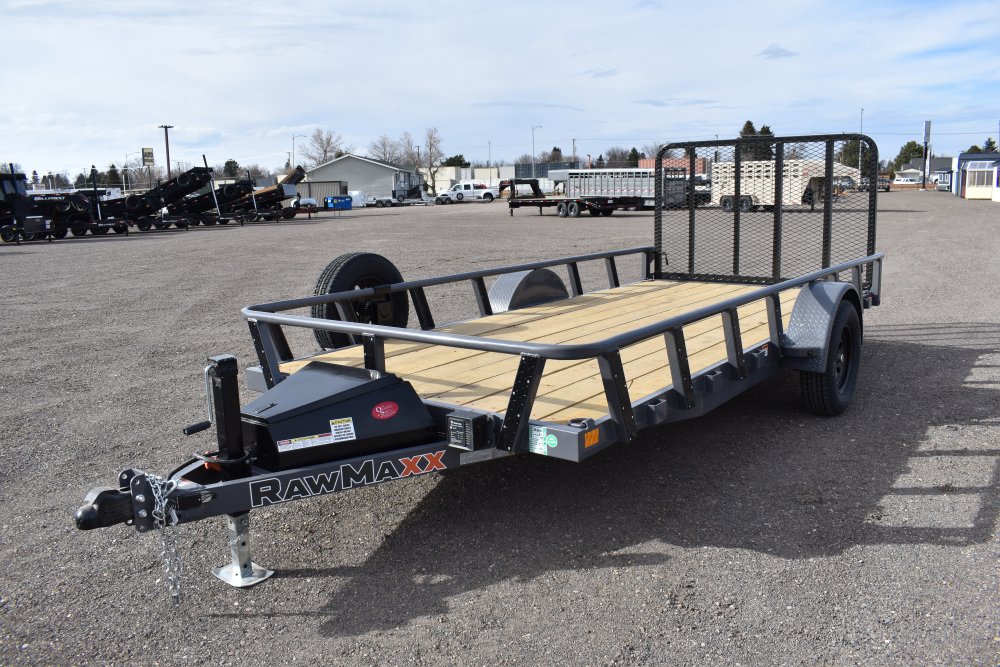 RawMaxx 77"X14' 3.5K Tube top utility trailer,4' flip mesh ramp, LED lights