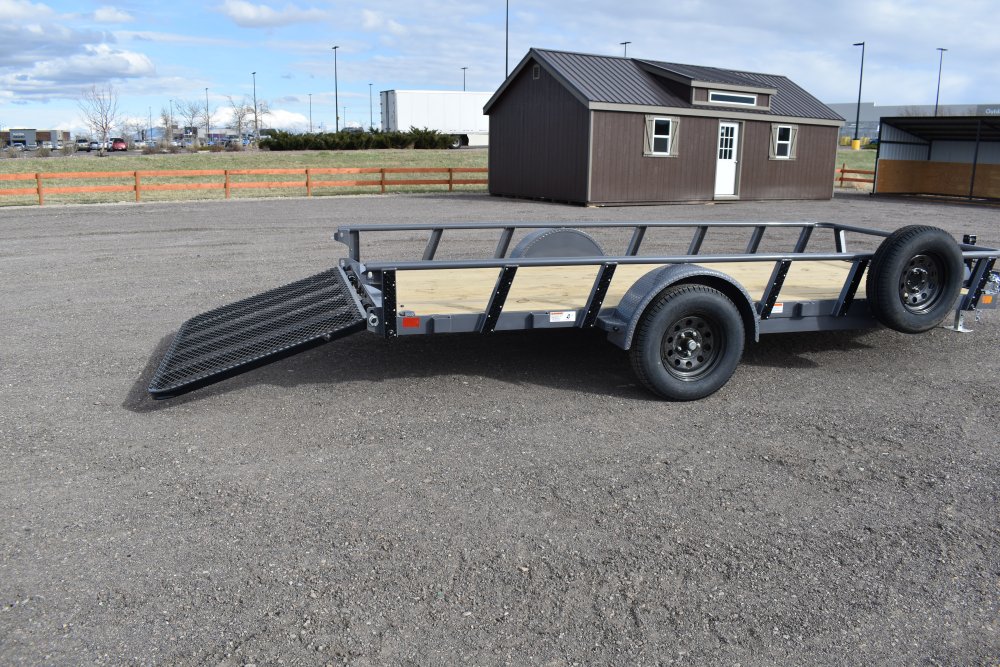 RawMaxx 77"X14' 3.5K Tube top utility trailer,4' flip mesh ramp, LED lights