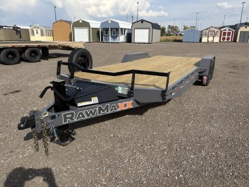 RawMaxx 83"X20' 7K Equipment/Car Hauler trailer, 5' Slide-out Channel Ramps, LED lights