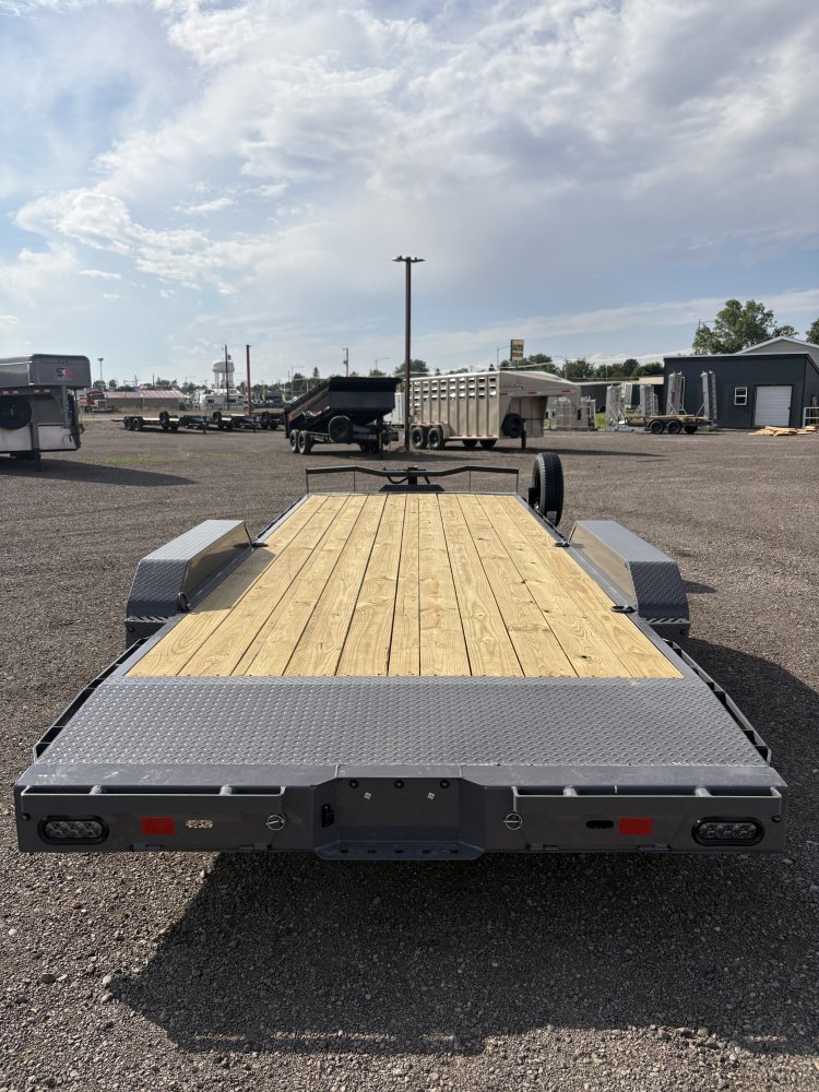 RawMaxx 83"X20' 7K Equipment/Car Hauler trailer, 5' Slide-out Channel Ramps, LED lights