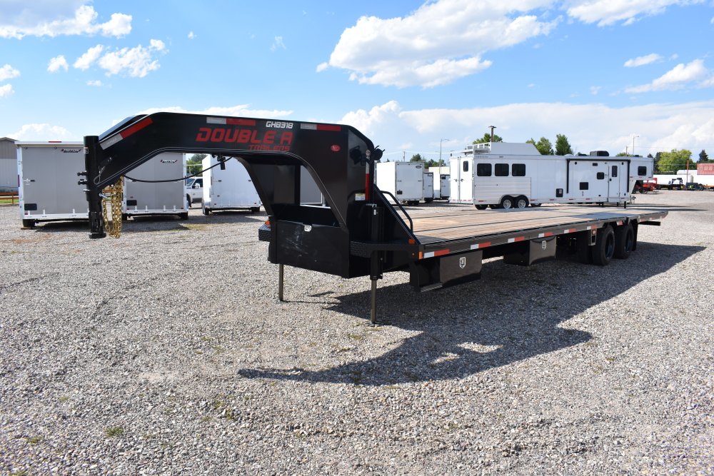 Double A 102"X34' 30K deck over gooseneck trailer, hydraulic dovetail, hydraulic jacks, LED work lig