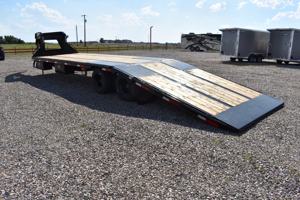 Double A 102"X34' 30K deck over gooseneck trailer, hydraulic dovetail, hydraulic jacks, LED work lig