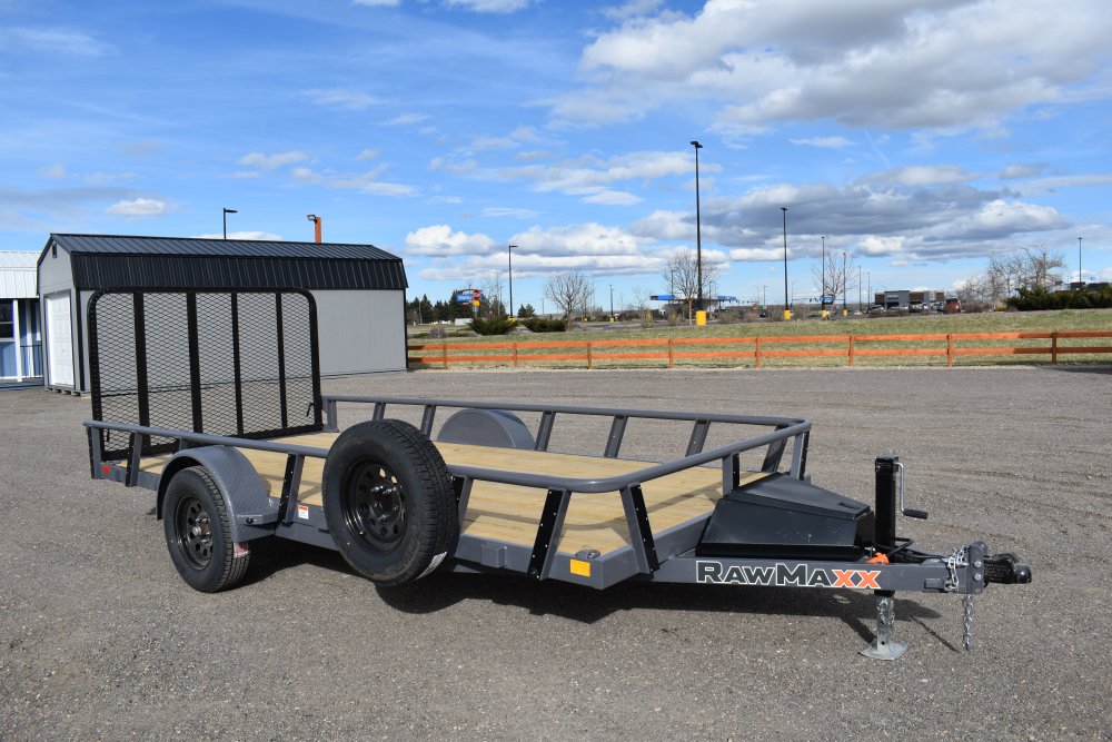 RawMaxx 77"X14' 3.5K Tube top utility trailer,4' flip mesh ramp, LED lights