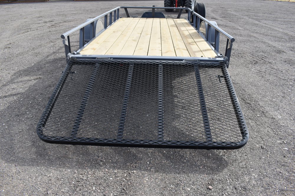 RawMaxx 77"X14' 3.5K Tube top utility trailer,4' flip mesh ramp, LED lights