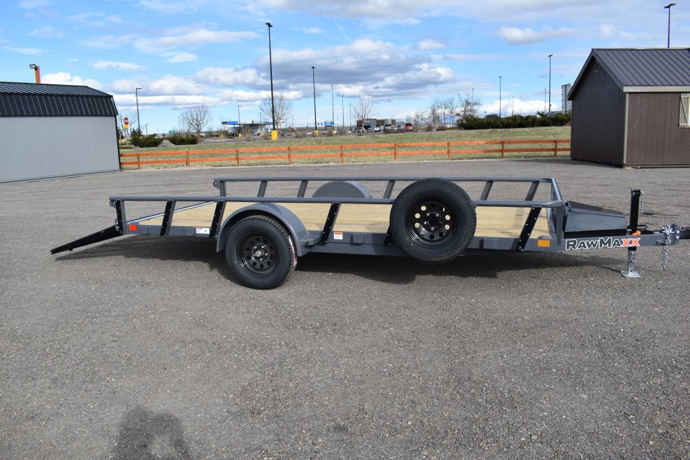 RawMaxx 77"X14' 3.5K Tube top utility trailer,4' flip mesh ramp, LED lights