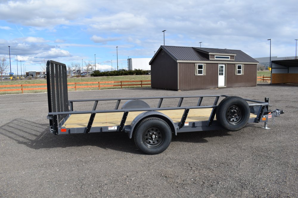 RawMaxx 77"X14' 3.5K Tube top utility trailer,4' flip mesh ramp, LED lights