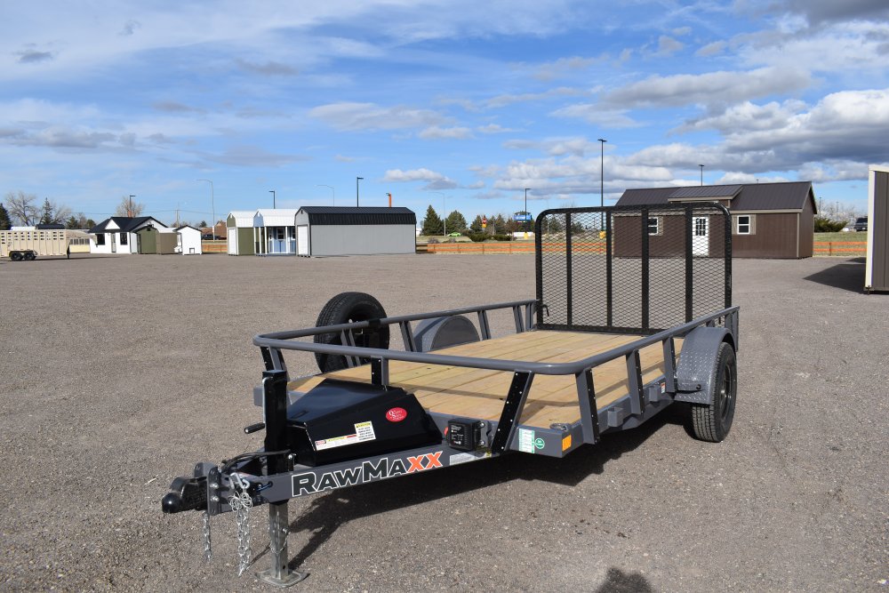 RawMaxx 77"X12' 3.5K Tube top utility trailer,4' flip mesh ramp, LED lights