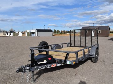 RawMaxx 77"X12' 3.5K Tube top utility trailer,4' flip mesh ramp, LED lights
