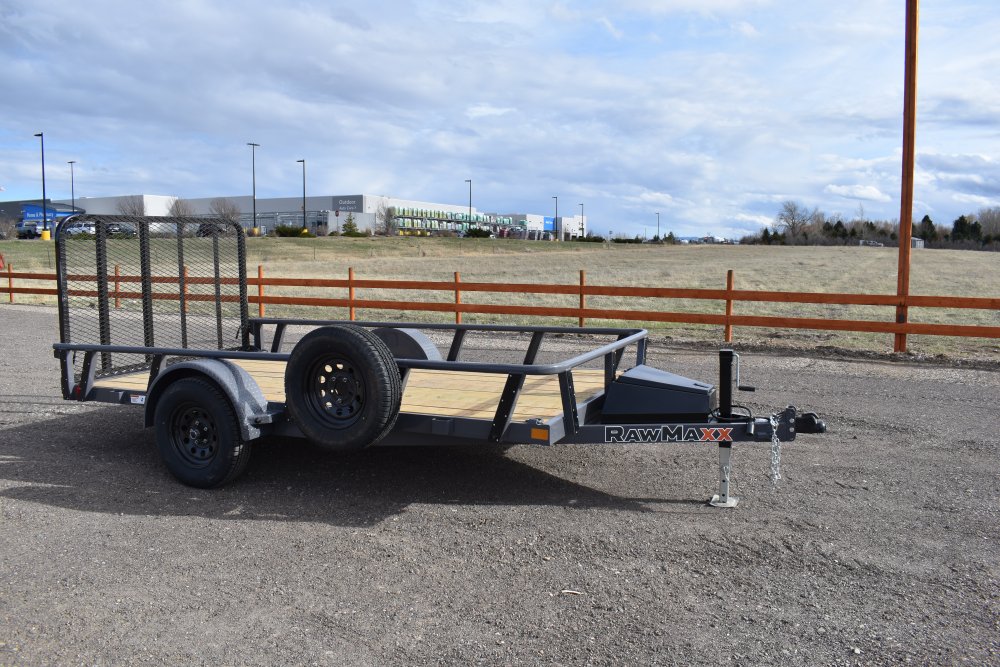 RawMaxx 77"X12' 3.5K Tube top utility trailer,4' flip mesh ramp, LED lights