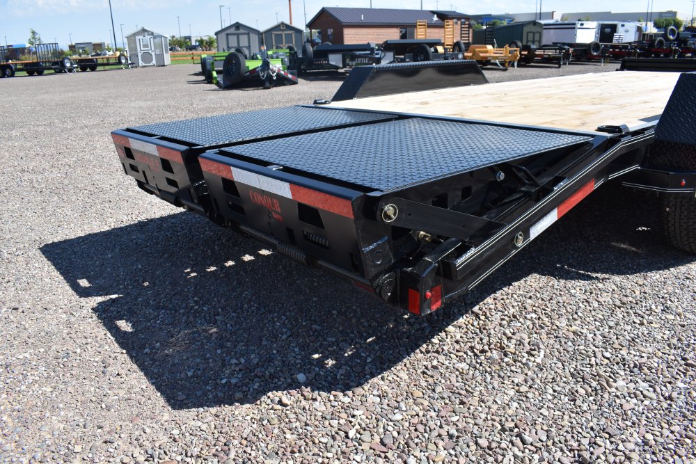 Double A 83"X20' 14K equipment trailer, full width fold over ramps, LED lights