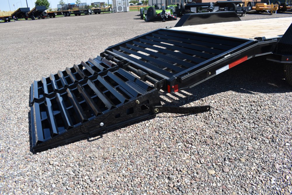 Double A 83"X20' 14K equipment trailer, full width fold over ramps, LED lights