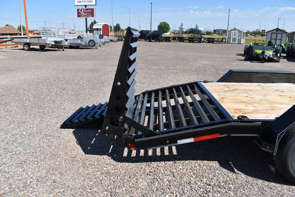 Double A 83"X20' 14K equipment trailer, full width fold over ramps, LED lights
