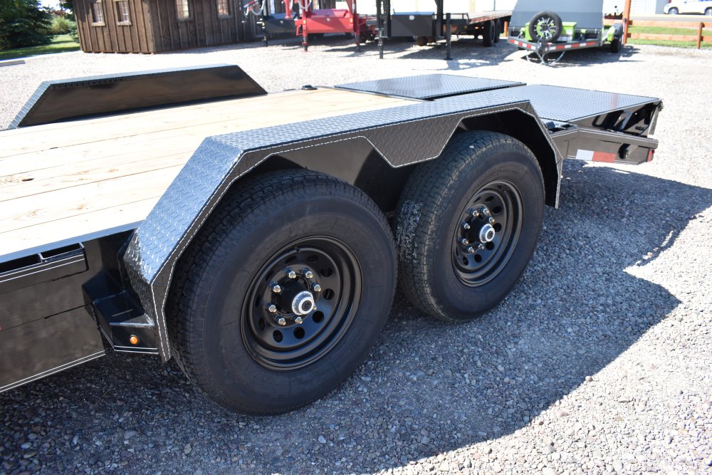 Double A 83"X20' 14K equipment trailer, full width fold over ramps, LED lights