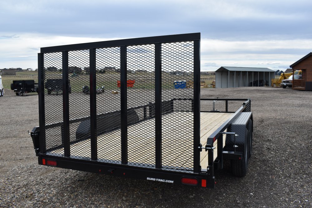 Sure-trac 7X16 7K tube top ATV trailer w/ side load ramps, 5'-fold flat ramp gate