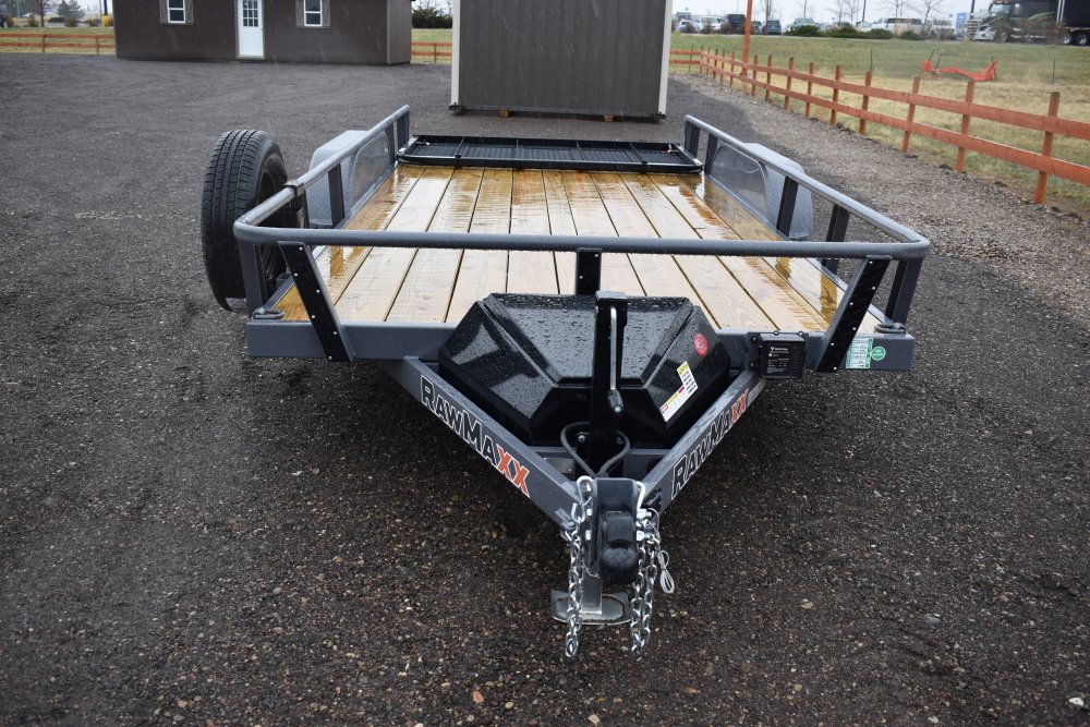 RawMaxx 83"X16' 7K Tube top utility trailer,4' flip mesh ramp, LED lights