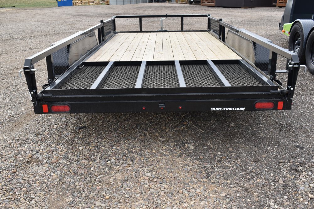 Sure-trac 7X16 7K tube top ATV trailer w/ side load ramps, 5'-fold flat ramp gate