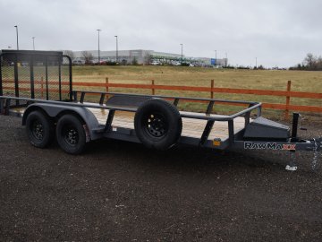 RawMaxx 83"X16' 7K Tube top utility trailer,4' flip mesh ramp, LED lights