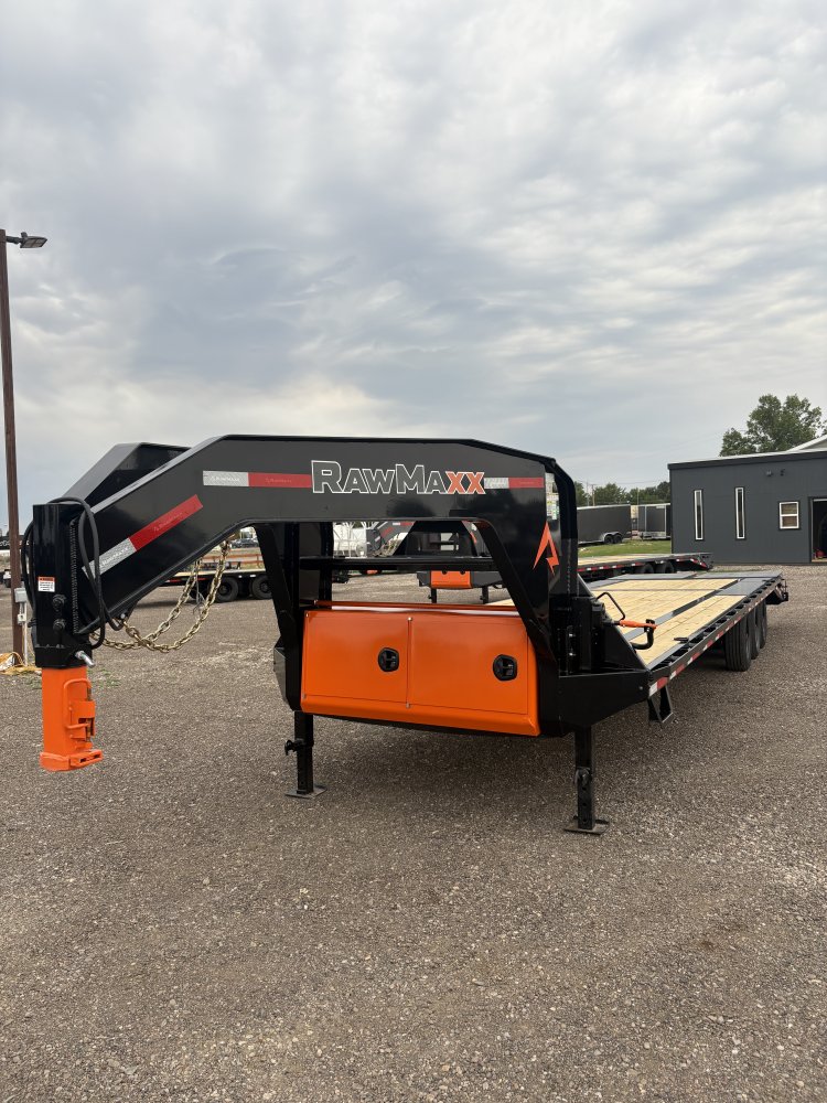 RawMaxx 102" X 32' Gooseneck Trailer, 24K, 14 Ply ST235/85R16 Tires - Triple Axle, HD Maxx Ramps, Sp