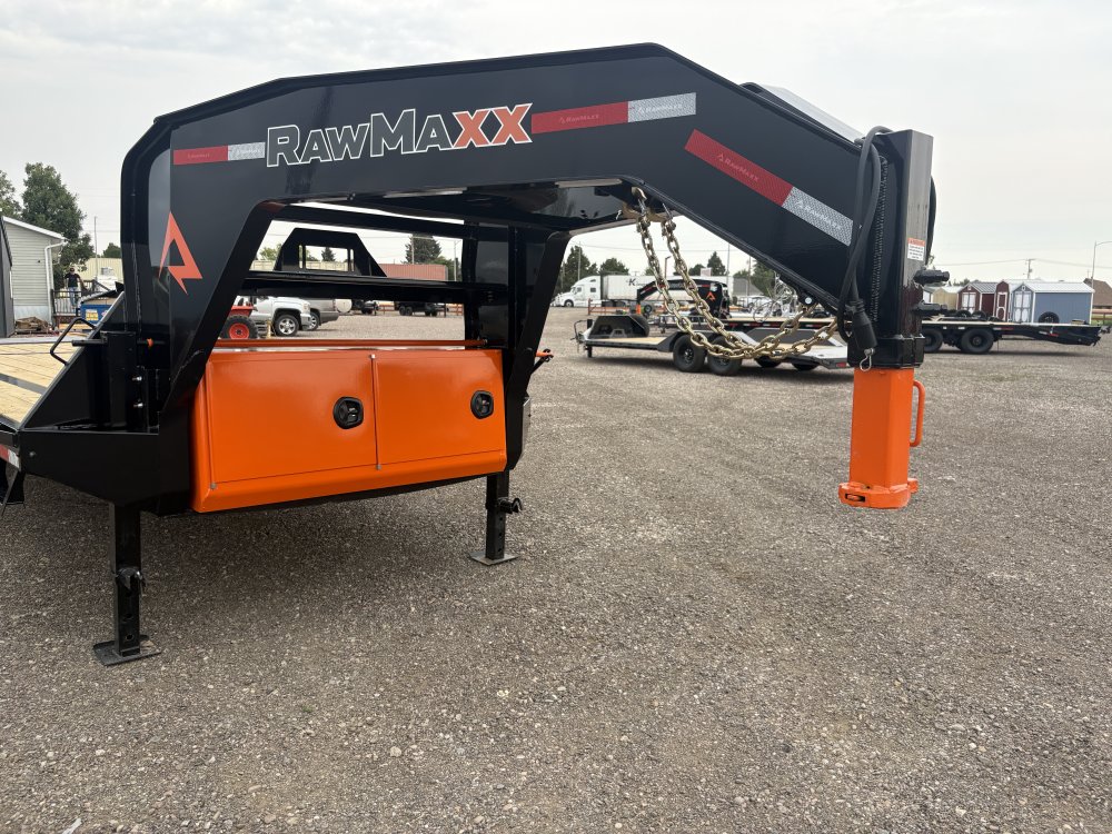 RawMaxx 102" X 32' Gooseneck Trailer, 24K, 14 Ply ST235/85R16 Tires - Triple Axle, HD Maxx Ramps, Sp