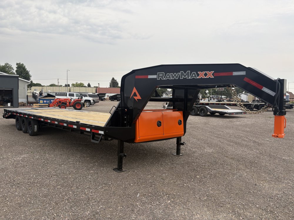RawMaxx 102" X 32' Gooseneck Trailer, 24K, 14 Ply ST235/85R16 Tires - Triple Axle, HD Maxx Ramps, Sp
