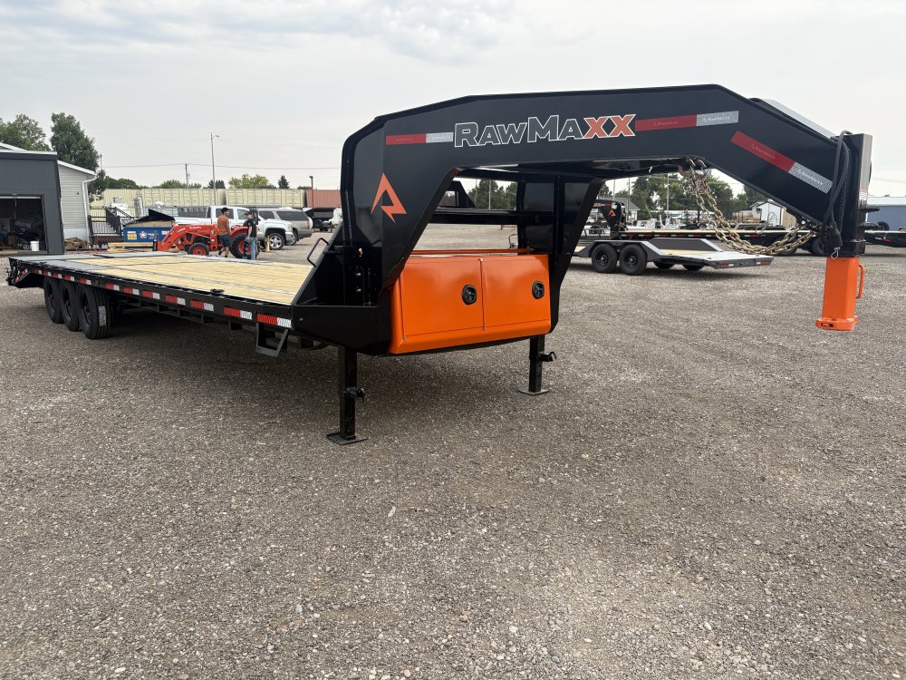RawMaxx 102" X 32' Gooseneck Trailer, 24K, 14 Ply ST235/85R16 Tires - Triple Axle, HD Maxx Ramps, Sp