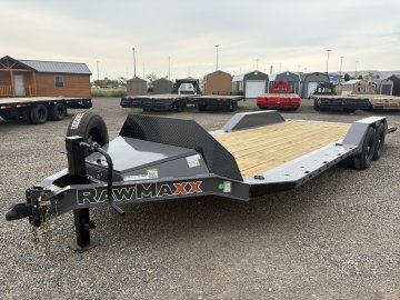 RawMaxx 102" X 22' Flatbed Trailer/Car Hauler, 14K, 10 Ply Tires 235/80/R16 - 3' Dovetail With 69" S